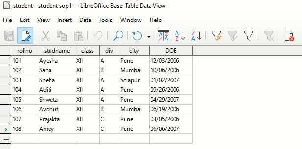 Insert Records in Table