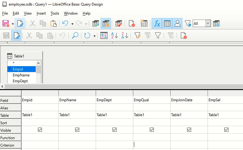 LibreOffice Query Creation