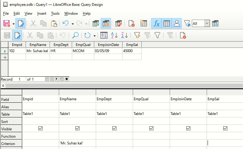 LibreOffice Query Resut