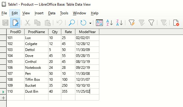 Insert Records in Table