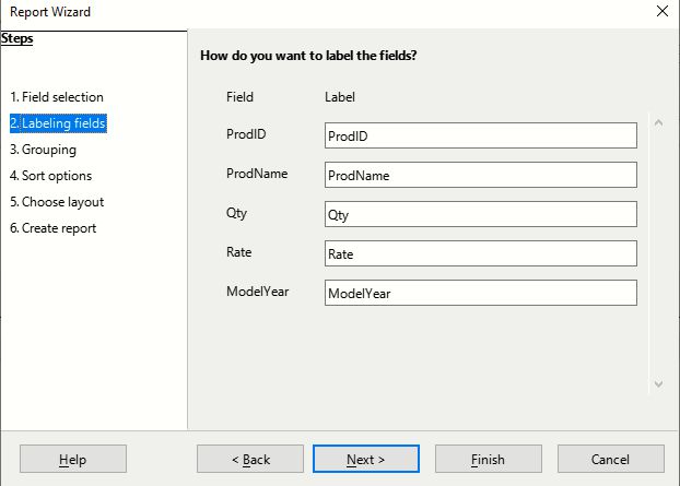 LibreOffice Report Wizard